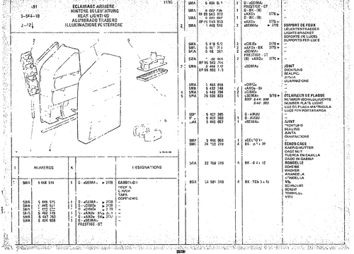 Rear Lighting, page 534 — CX Parts Catalogue — 1974–1979