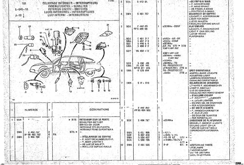 Interior Lights - Switches, page 536 — CX Parts Catalogue — 1974–1979