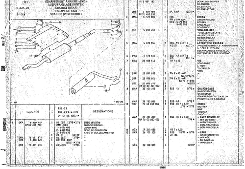 Exhaust (Rear), page 596 — CX Parts Catalogue — 1974–1979