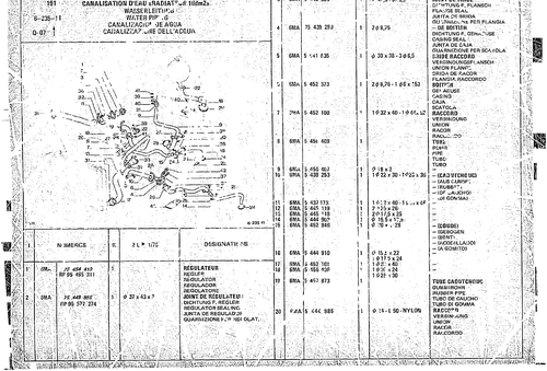Water Piping, page 606 — CX Parts Catalogue — 1974–1979