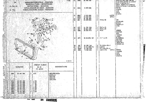 Water Piping - Securing, page 620 — CX Parts Catalogue — 1974–1979