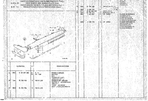 Rear Bumper And Number Plate, page 629 — CX Parts Catalogue — 1974–1979