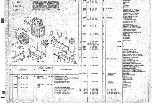 Air Conditioner Compressor, page 630 — CX Parts Catalogue — 1974–1979