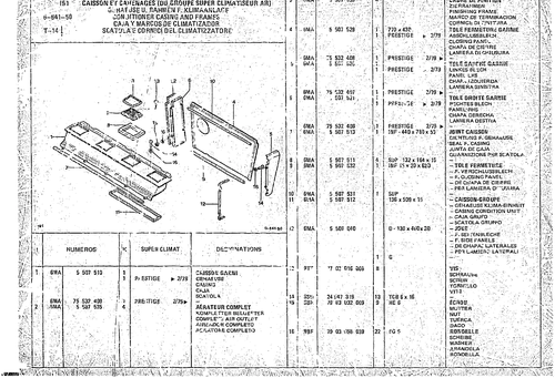 Conditioner Casing And Frames, page 646 — CX Parts Catalogue — 1974–1979