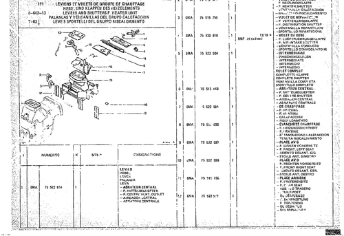 Levers And Shutters F. Heater Unit, page 657 — CX Parts Catalogue — 1974–1979