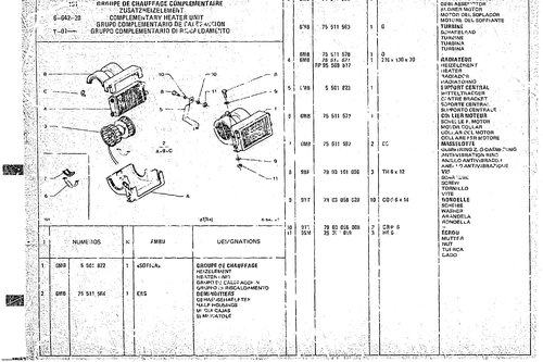Complementary Heater Unit, page 659 — CX Parts Catalogue — 1974–1979