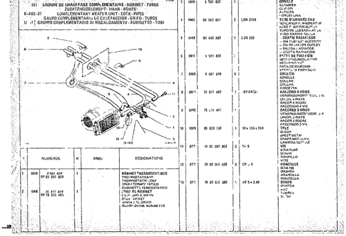 Complementary Heater Unit - Cock - Pipes, page 660 — CX Parts Catalogue — 1974–1979