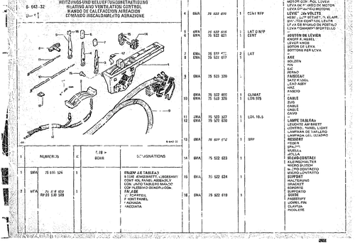 Heating And Ventilation Controls, page 667 — CX Parts Catalogue — 1974–1979
