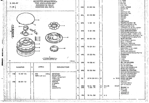 Roof Ventilation Assy, page 682 — CX Parts Catalogue — 1974–1979