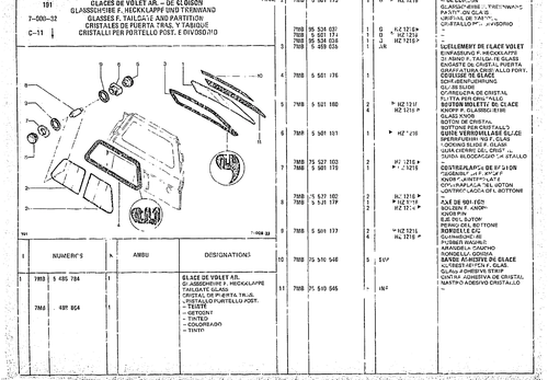 Glasses F. Tailgate And Partitions, page 718 — CX Parts Catalogue — 1974–1979