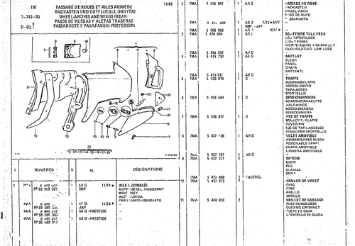 Wheel Arches And Wings (Rear), page 730 — CX Parts Catalogue — 1974–1979