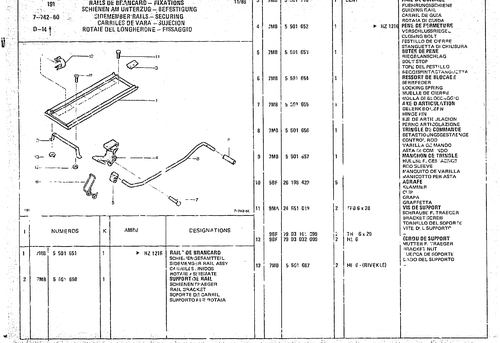 Sidemember Rails-Securing, page 742 — CX Parts Catalogue — 1974–1979