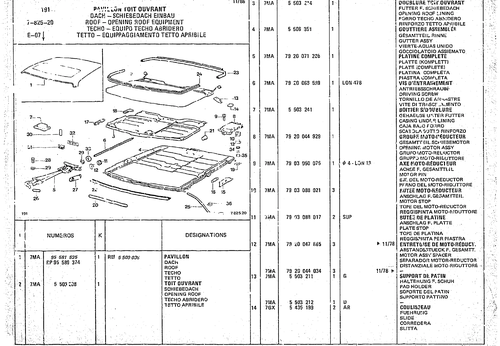 Roof - Opening Roof Equipment, page 752 — CX Parts Catalogue — 1974–1979
