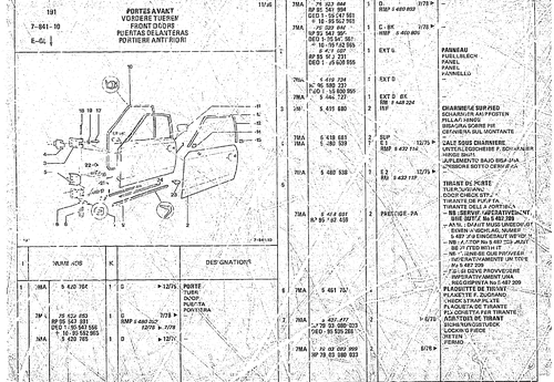 Front Doors, page 755 — CX Parts Catalogue — 1974–1979