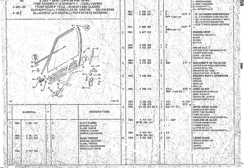 Front Door Window - Winders And Glasses, page 763 — CX Parts Catalogue — 1974–1979
