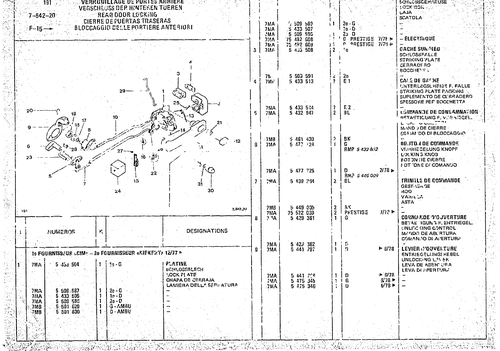 Rear Door Locking, page 773 — CX Parts Catalogue — 1974–1979