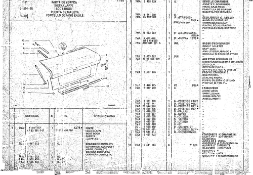 Boot Door, page 779 — CX Parts Catalogue — 1974–1979