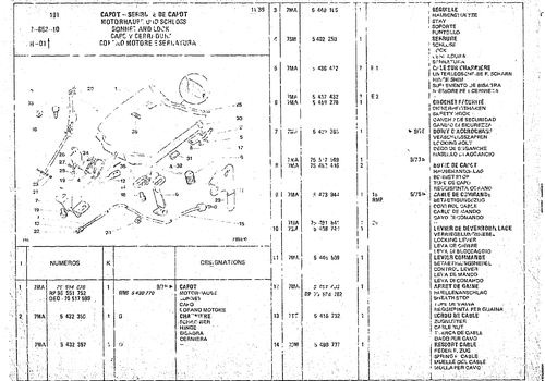 Bonnet And Lock, page 789 — CX Parts Catalogue — 1974–1979