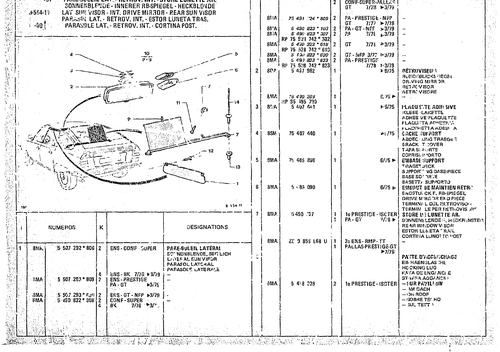 Lat Sun Visor - Int.Drive Mirror-Rear Sun Visor, page 830 — CX Parts Catalogue — 1974–1979