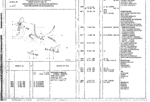 Front Safety Belts, page 832 — CX Parts Catalogue — 1974–1979