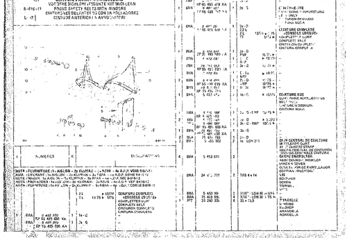 Front Safety Belts With Winders, page 834 — CX Parts Catalogue — 1974–1979