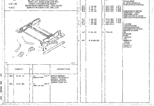 Front Seat Supports, Raised, page 839 — CX Parts Catalogue — 1974–1979