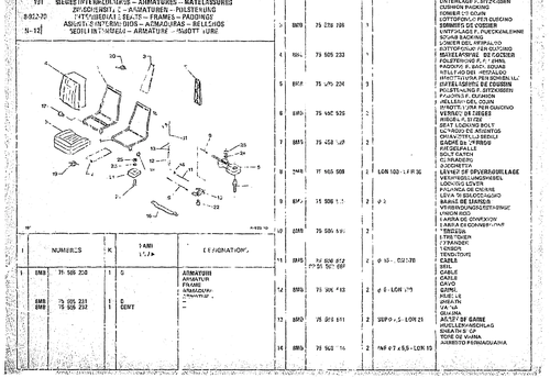 Intermediate Seats - Frames - Paddings, page 848 — CX Parts Catalogue — 1974–1979
