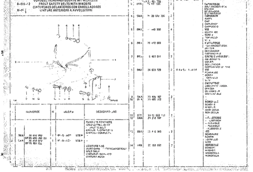 Front Safety Belts With Winders, page 852 — CX Parts Catalogue — 1974–1979