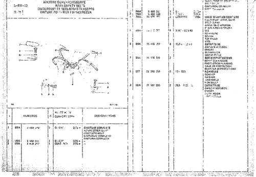 Rear Safety Belts, page 854 — CX Parts Catalogue — 1974–1979