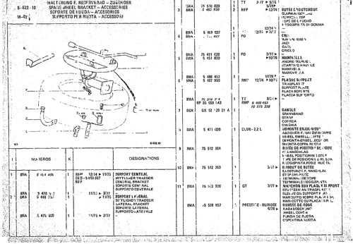 Spare Wheel Bracket, page 860 — CX Parts Catalogue — 1974–1979