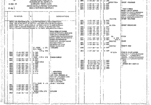 Complete Front Seats, page 864 — CX Parts Catalogue — 1974–1979