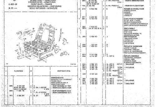 Front Seats - Frames, page 866 — CX Parts Catalogue — 1974–1979