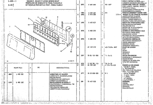 Squab F. Rear Folding bench Seat, page 886 — CX Parts Catalogue — 1974–1979