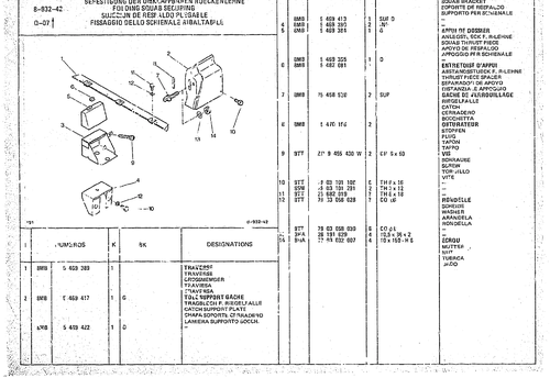 Folding Squab Securing, page 888 — CX Parts Catalogue — 1974–1979