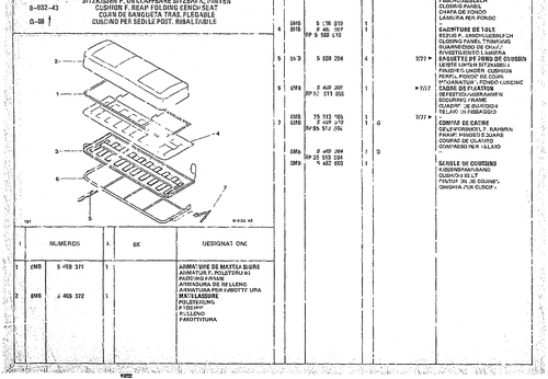 Cushion F. Rear Folding Bench Seat, page 889 — CX Parts Catalogue — 1974–1979
