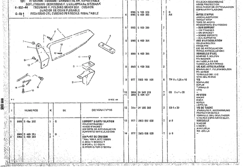 Securing F. Folding Bench Seat Cushion, page 890 — CX Parts Catalogue — 1974–1979