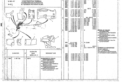 Front Partition Trimming, page 905 — CX Parts Catalogue — 1974–1979