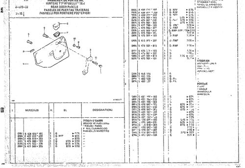 Rear Door Panels, page 957 — CX Parts Catalogue — 1974–1979
