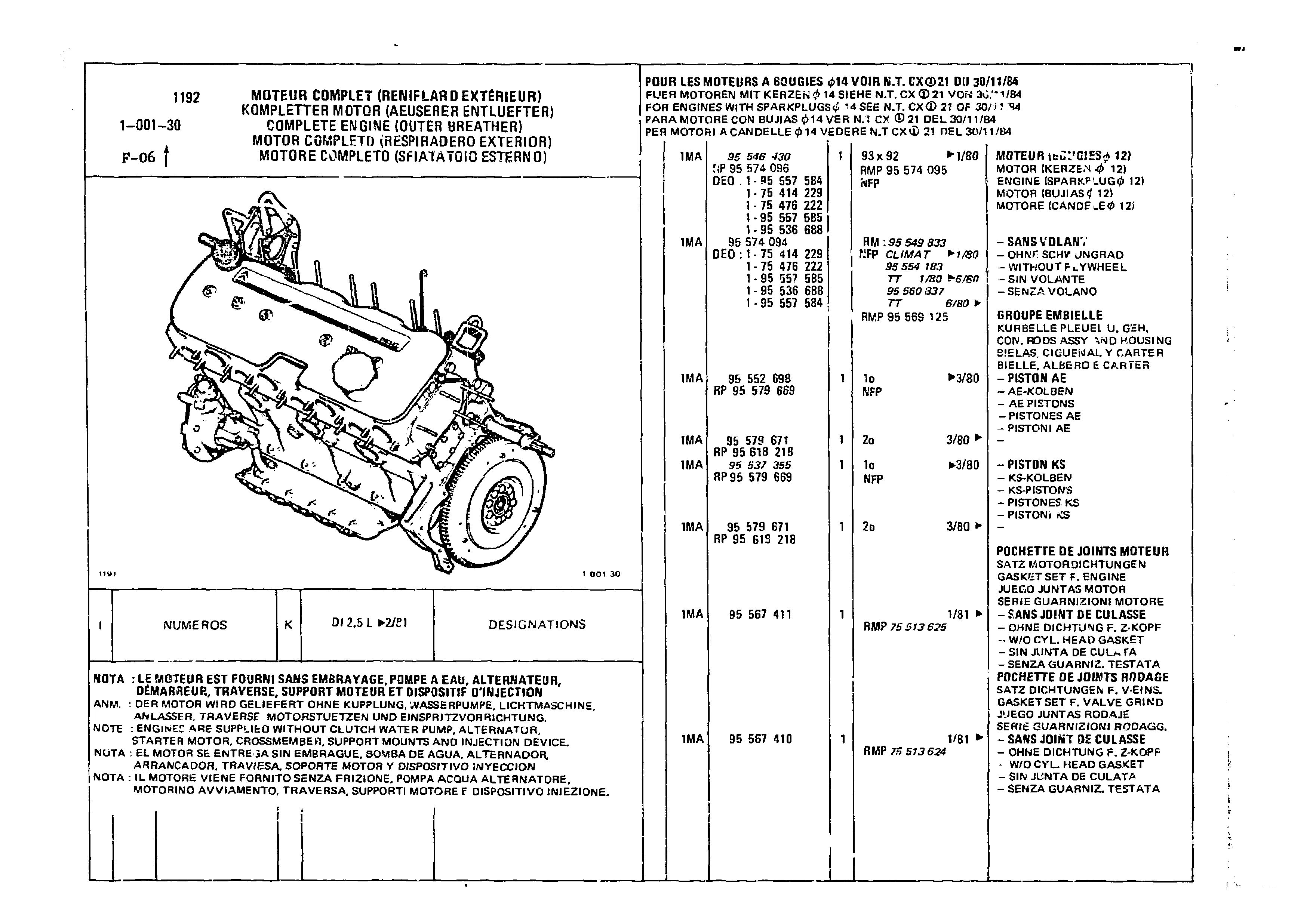 Complete Engine, page 70 of 860 — CX Parts Catalogue — 1979–1981