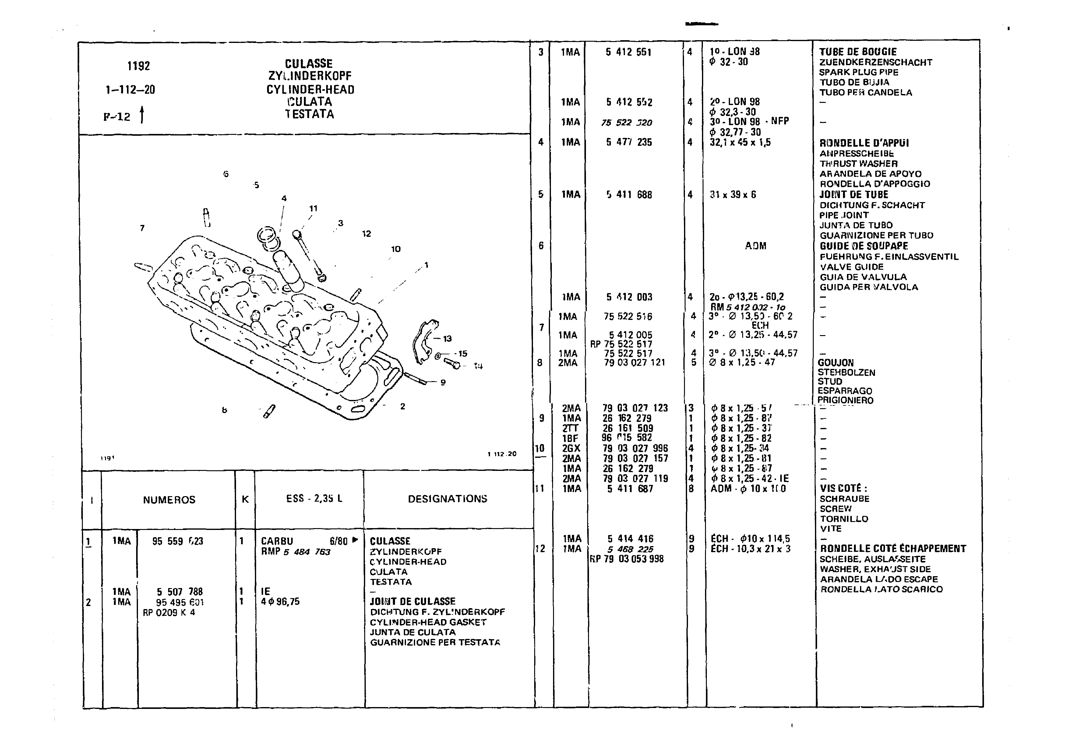 Cylinder Head, page 76 of 860 — CX Parts Catalogue — 1979–1981