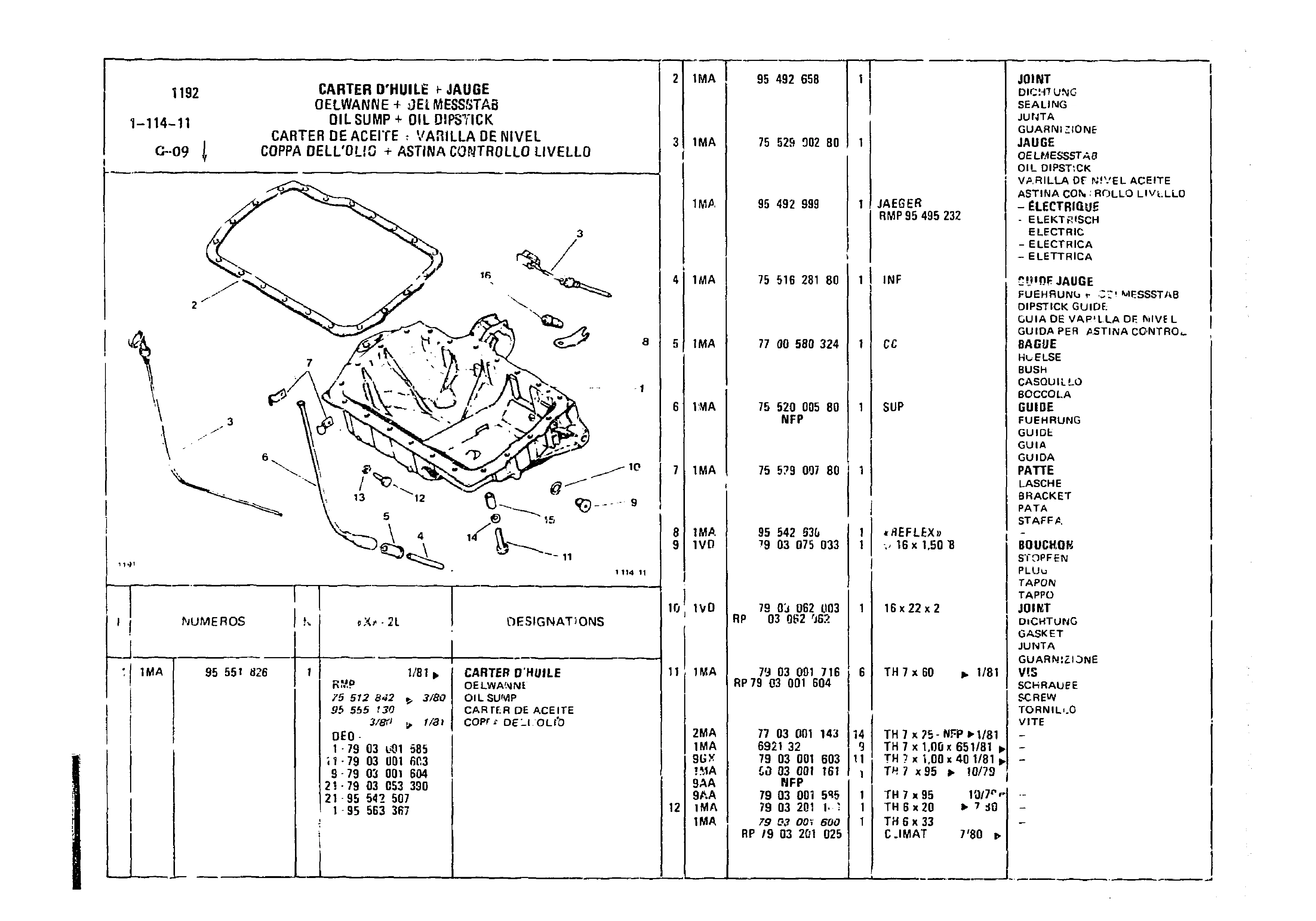 Oil Sump & Oil Dipstick, page 86 of 860 — CX Parts Catalogue — 1979–1981