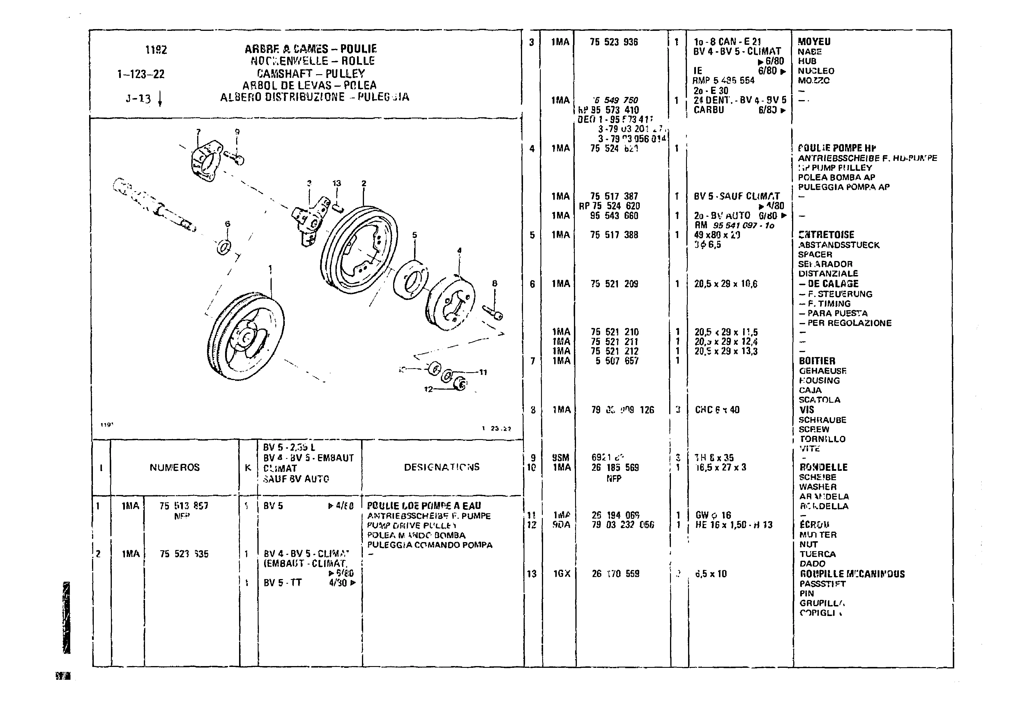 Camshaft, page 112 of 860 — CX Parts Catalogue — 1979–1981