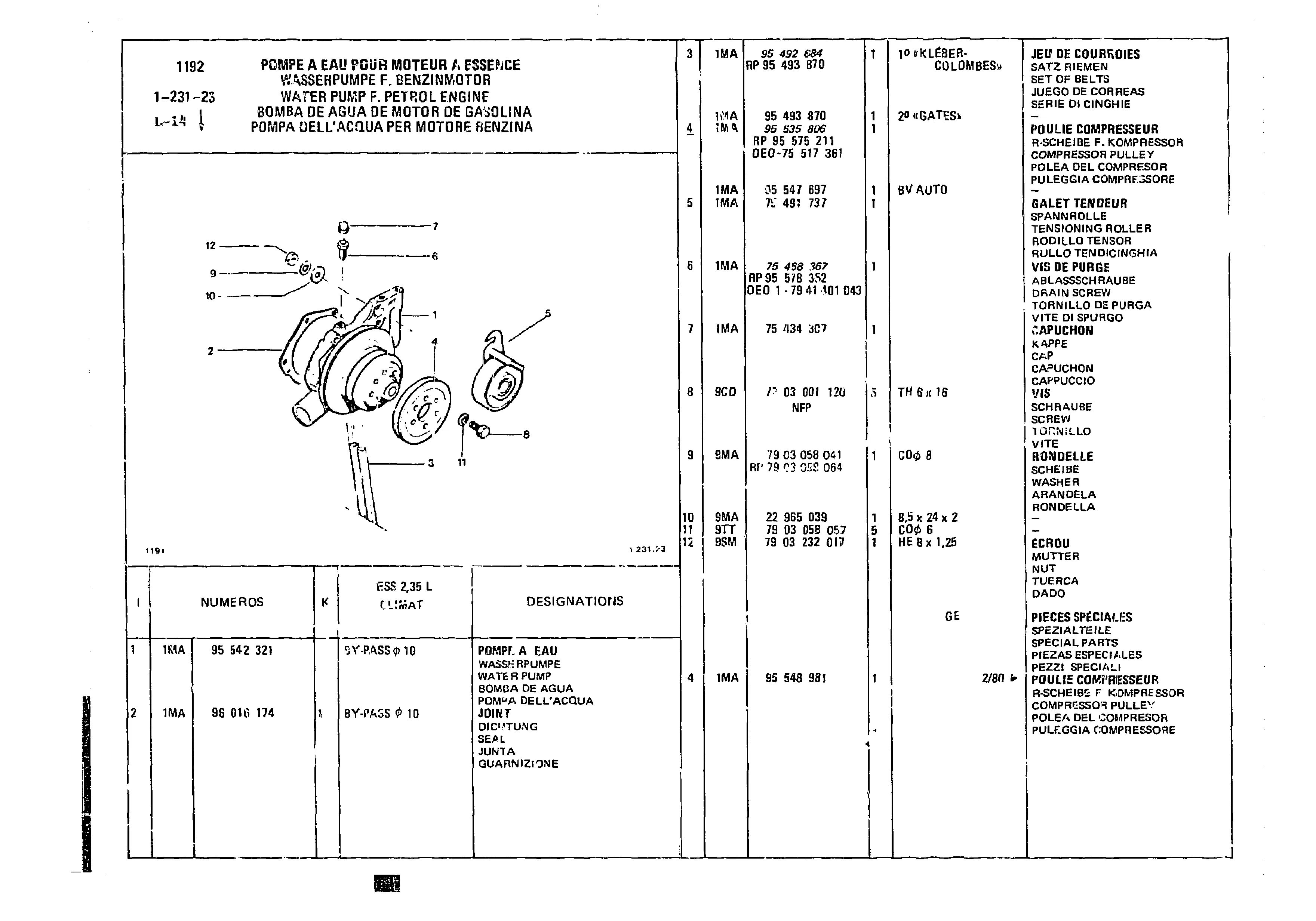 Water Pump, page 141 of 860 — CX Parts Catalogue — 1979–1981