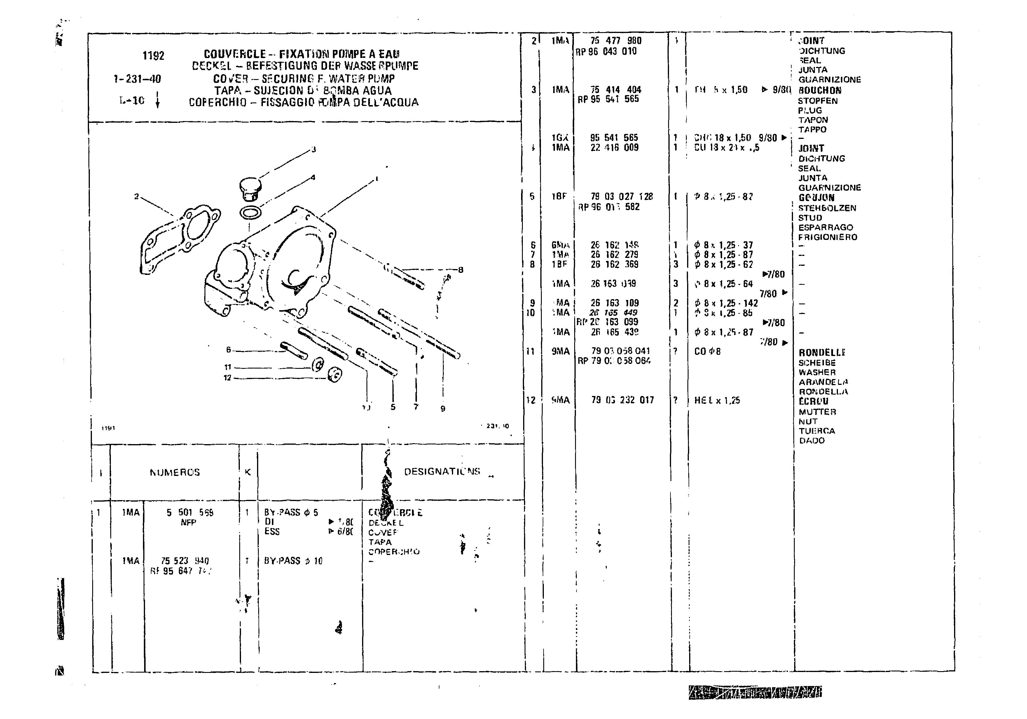 Cover Securing Water Pump, page 145 of 860 — CX Parts Catalogue — 1979–1981