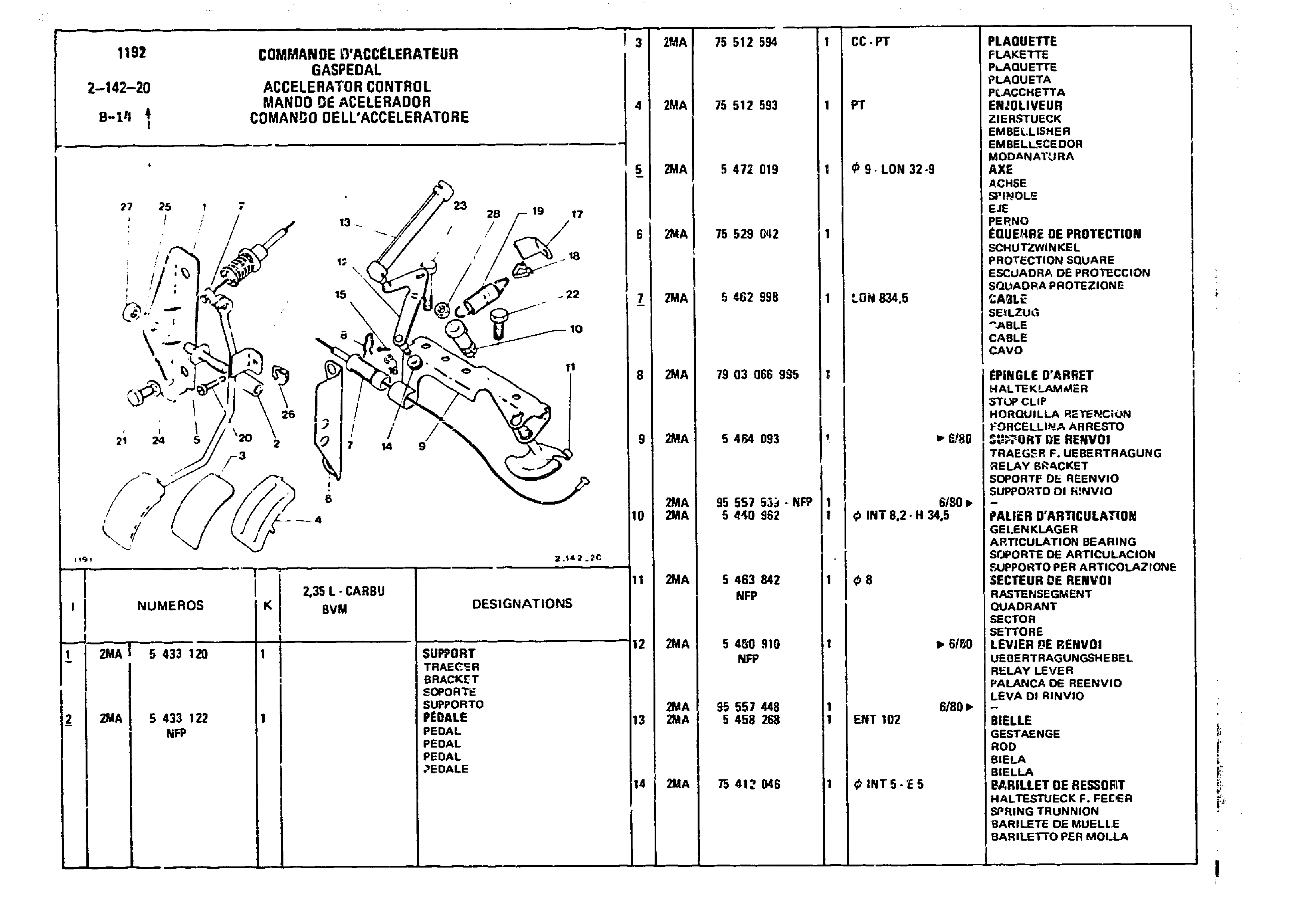 Accelerator Control, page 220 of 860 — CX Parts Catalogue — 1979–1981