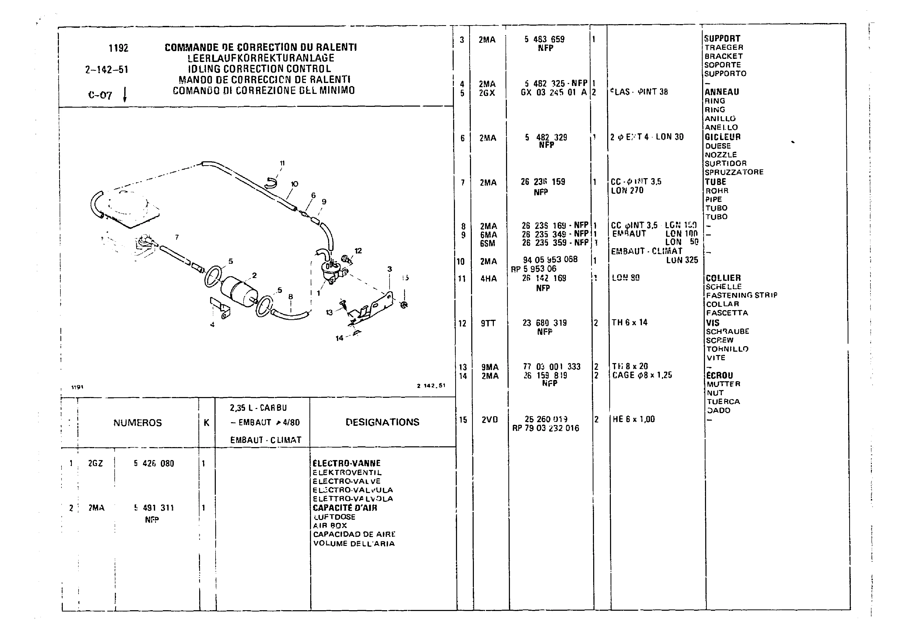 Idling Correction Control, page 230 of 860 — CX Parts Catalogue — 1979–1981