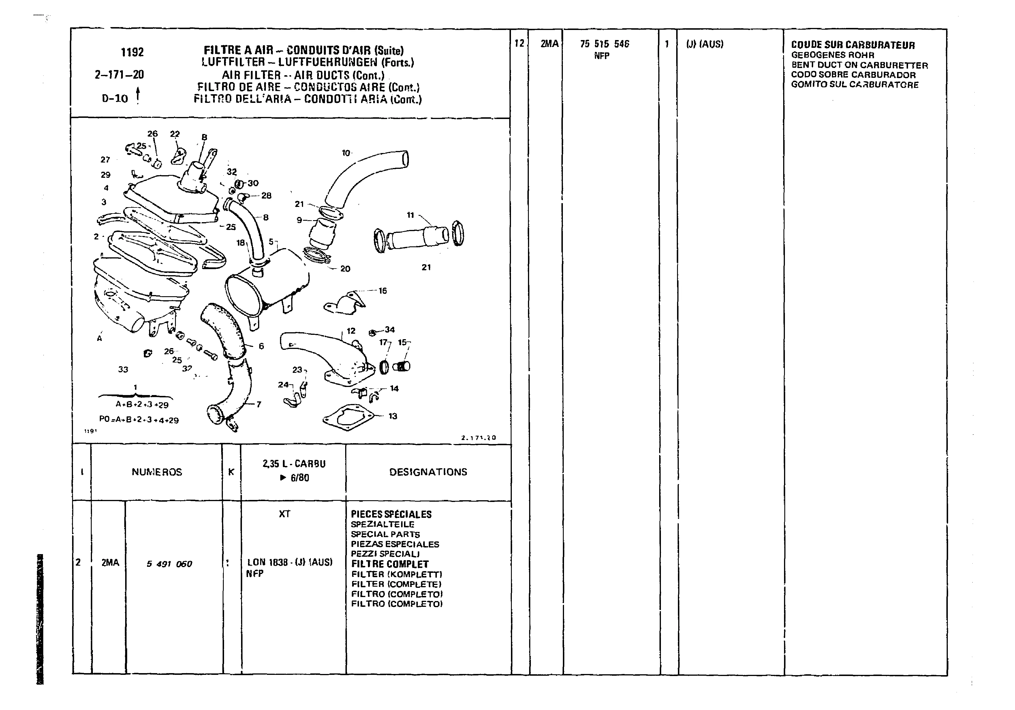 Air Filter , page 246 of 860 — CX Parts Catalogue — 1979–1981