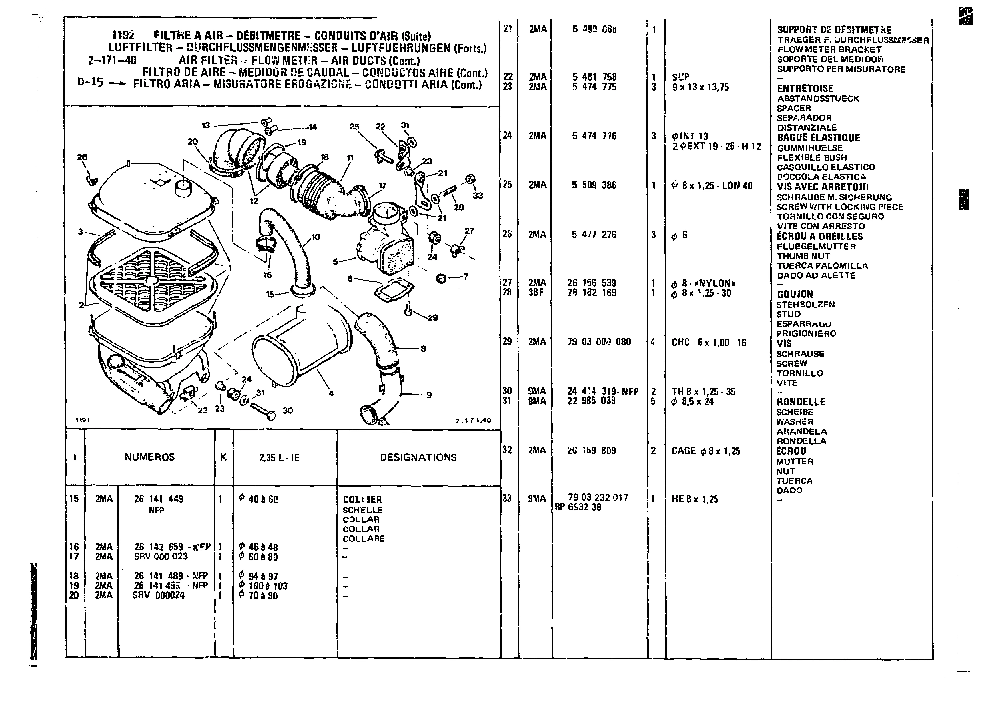 Air Filter , page 251 of 860 — CX Parts Catalogue — 1979–1981