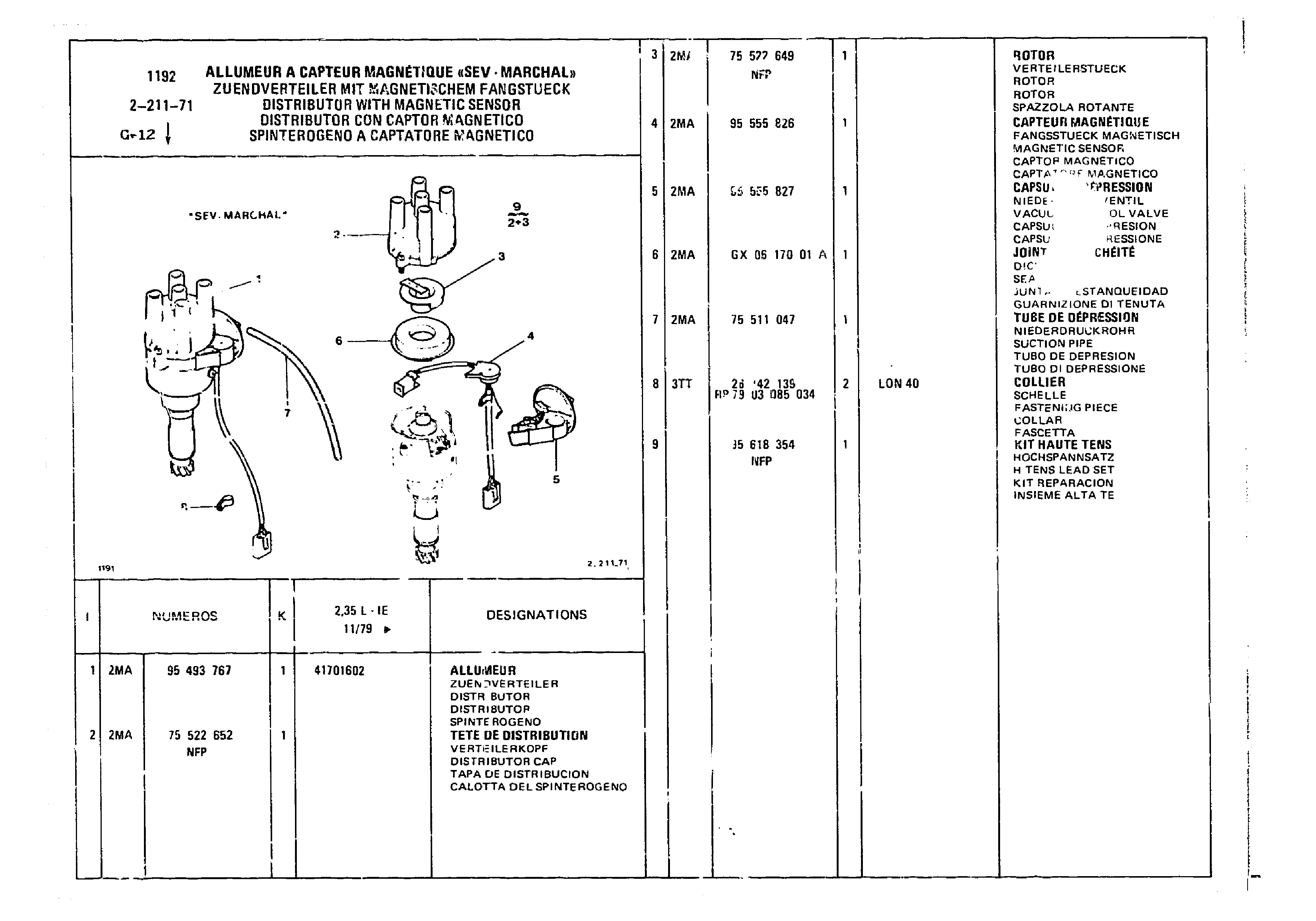 Ignition Distributor, page 285 of 860 — CX Parts Catalogue — 1979–1981