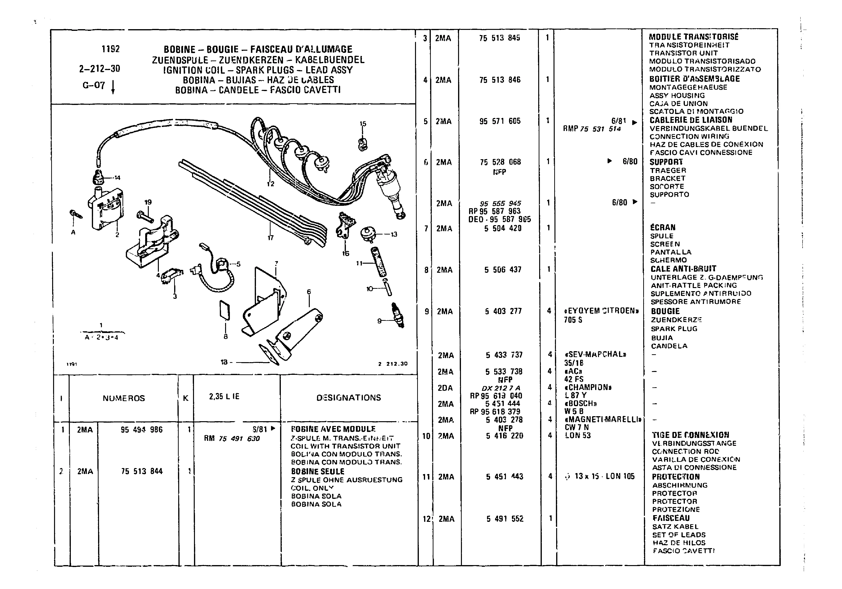 Ignition Coil, page 290 of 860 — CX Parts Catalogue — 1979–1981